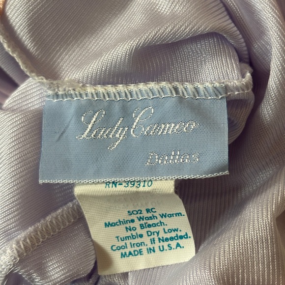 Vintage Lady Cameo Dallas Nylon Chemise Slip Blue Peach Embroider USA Size Small - Picture 8 of 11